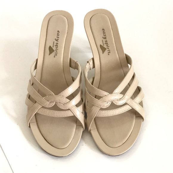 EASY SPIRIT Strappy Kitten Heel Comfort Sandals Slip On Cream Women’s Size 6.5 - Picture 2 of 14